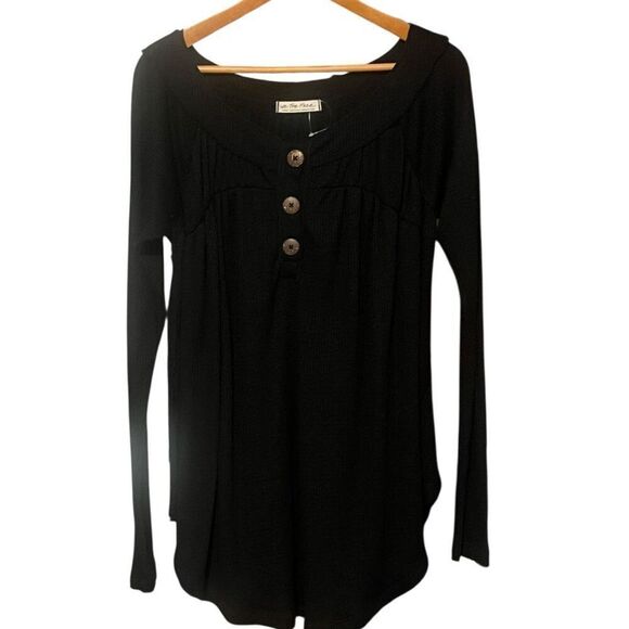 We The Free FP Cozy Up Thermal Henley Black Sz L - Picture 1 of 6